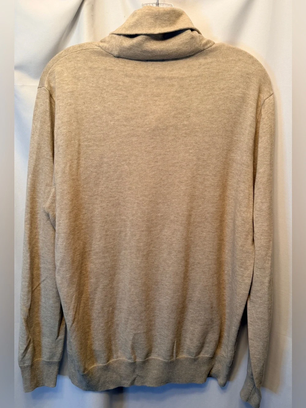 J Crew Men’s Size Medium 1/4 Button Shawl Collar Oatmeal Cotton Pullover Sweater